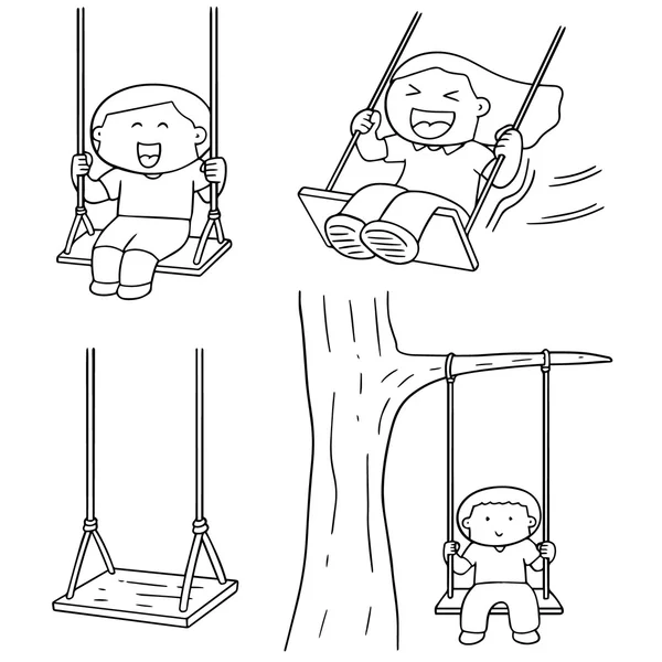 Vector set of kid swing — Stock Vector