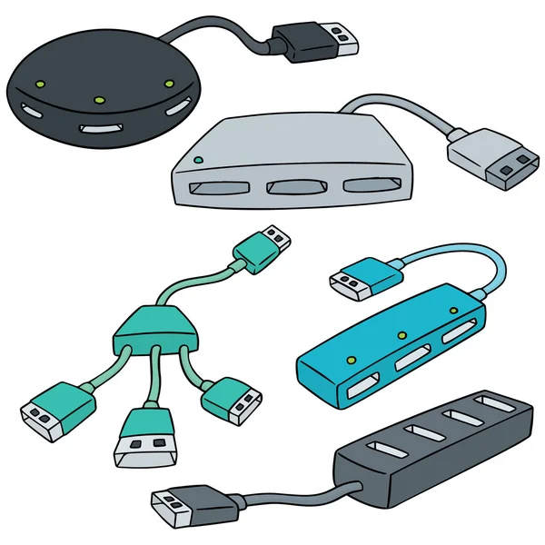 Vector conjunto de concentrador USB — Vector de stock