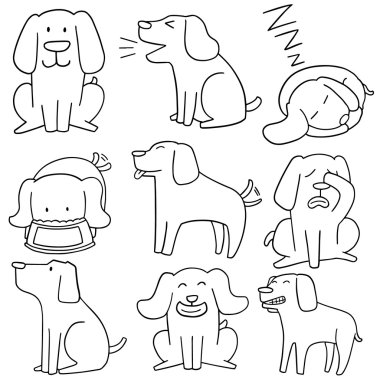 vektör set köpek, labrador geri almak