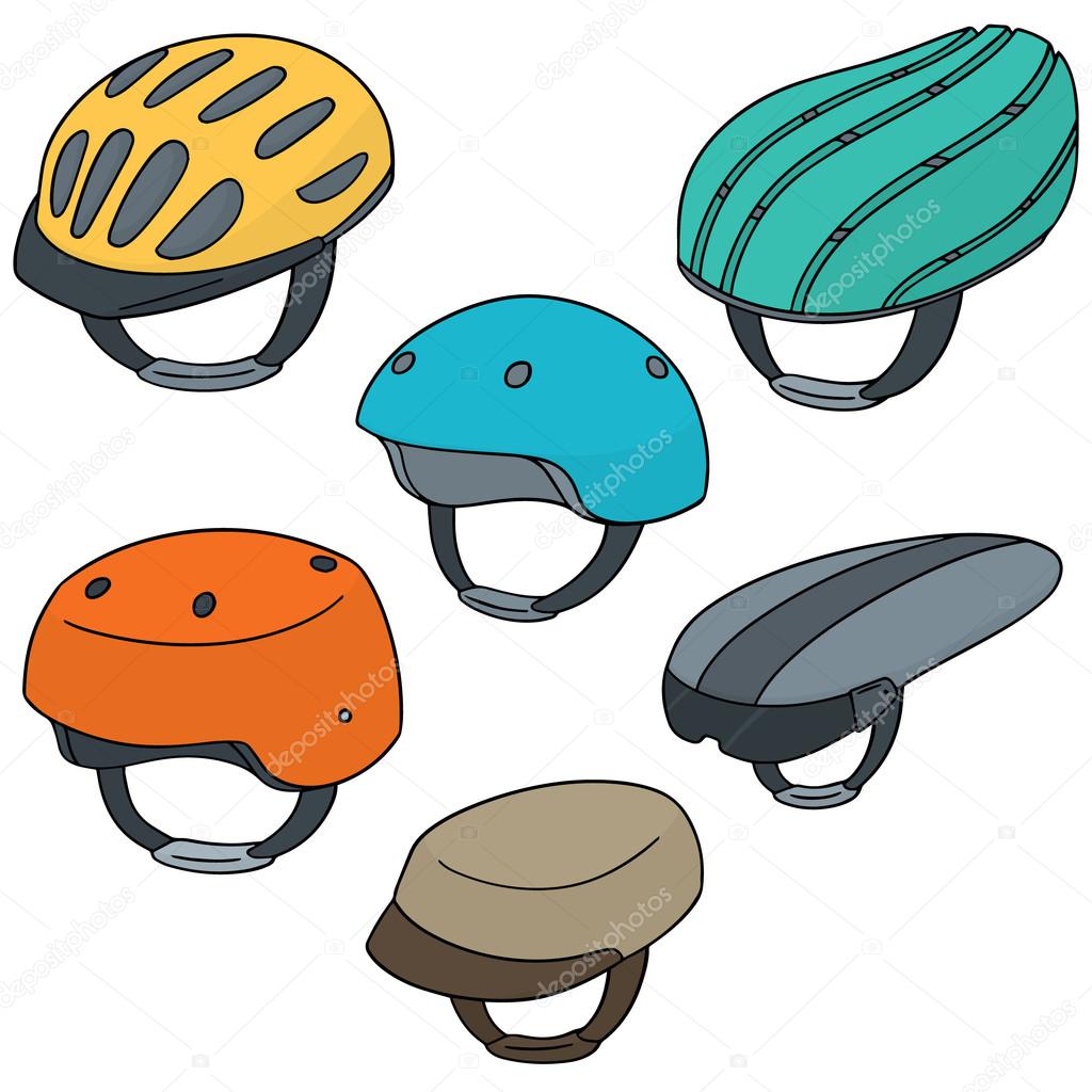 vector set of bicycle helmet