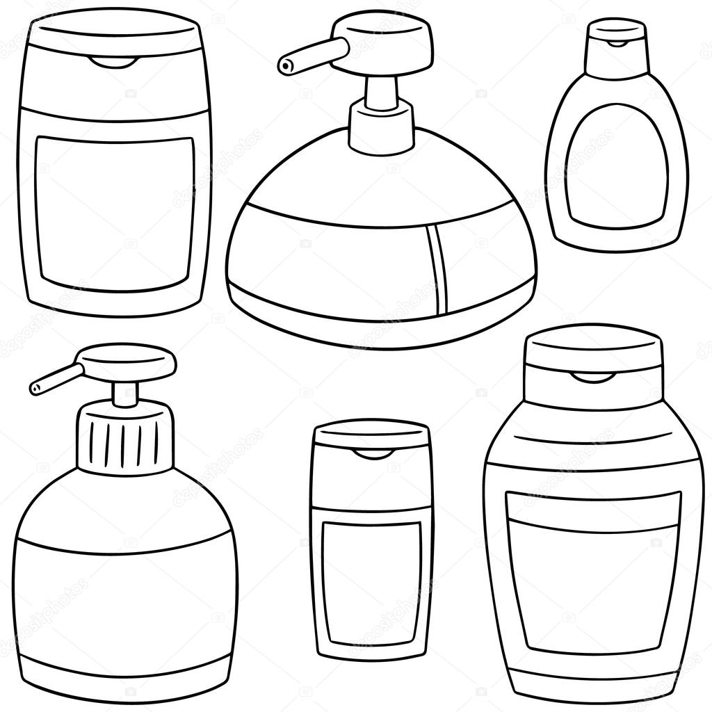 Vector of vector set of shampoo and liquid soap bottle Vector set of shampoo and liquid soap bottle stock vector