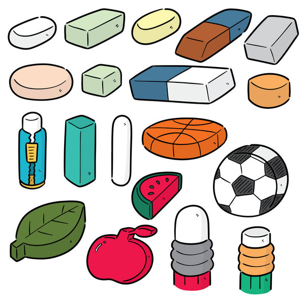 vector set of eraser