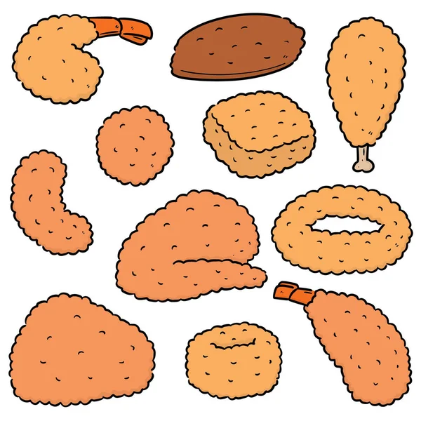 Ensemble Vectoriel Aliments Frits — Image vectorielle