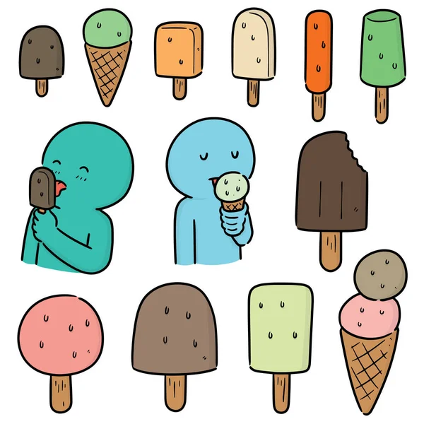 吃冰淇淋的一组人 — 图库矢量图片