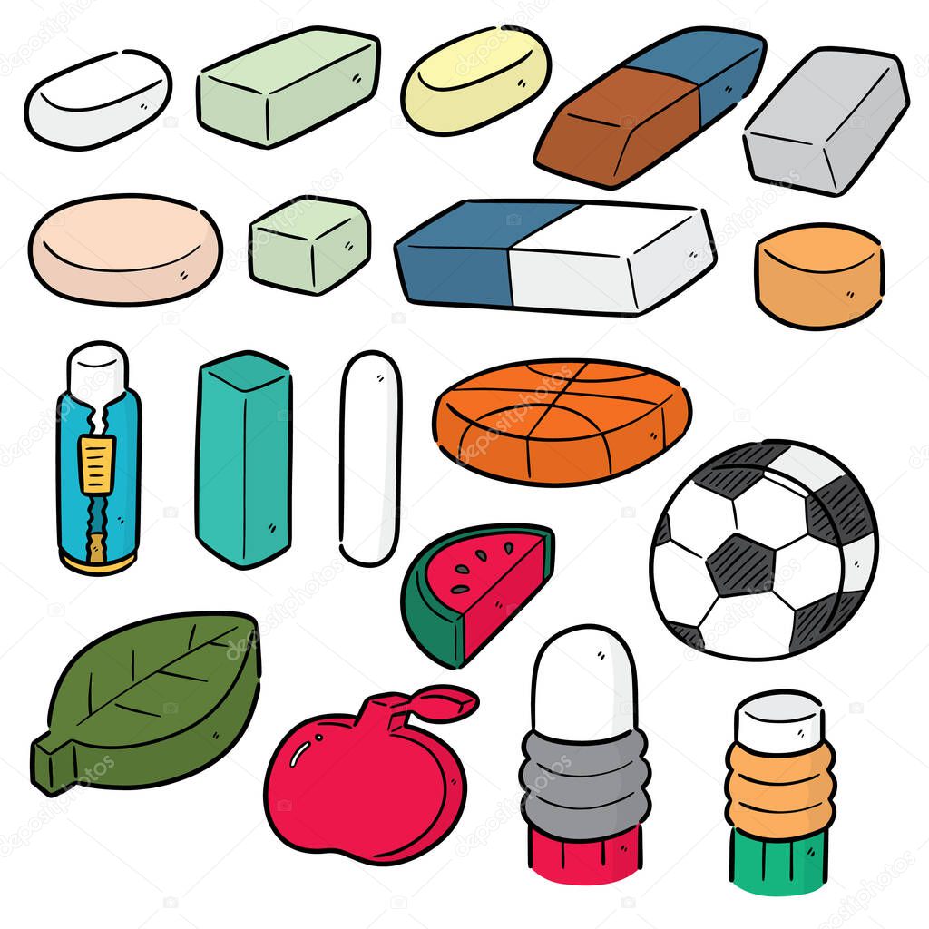 vector set of eraser