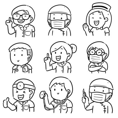 vektör tıbbi personel seti