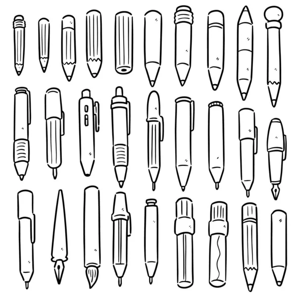 Vector Set Pen Pencil — Stock Vector