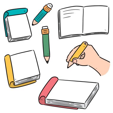 defter ve kalem vektör kümesi