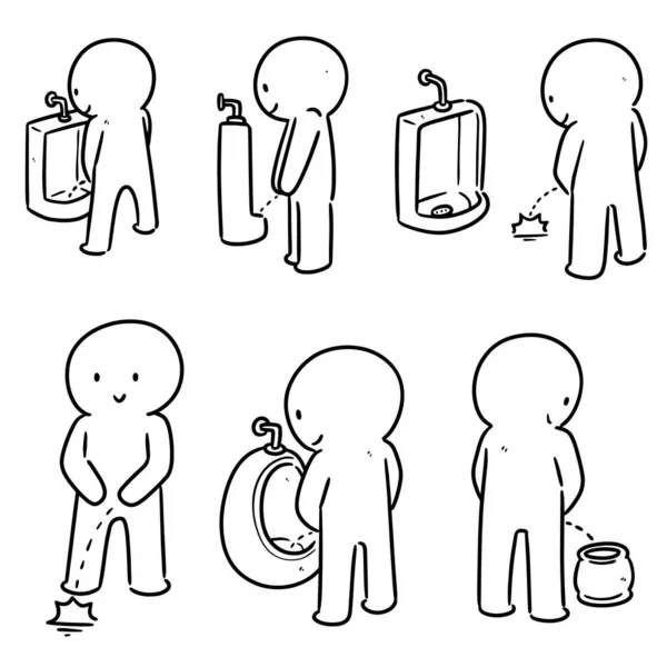 Vector Set Man Peeing — Stock Vector