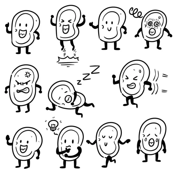 耳の漫画のベクトルセット — ストックベクタ
