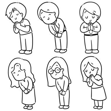 vector set of office worker feeling thankful