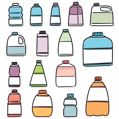 plastik şişe vektör kümesi