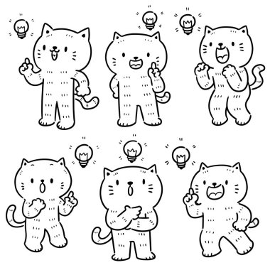 vektör kümesi kedi ve düşünme ampulü