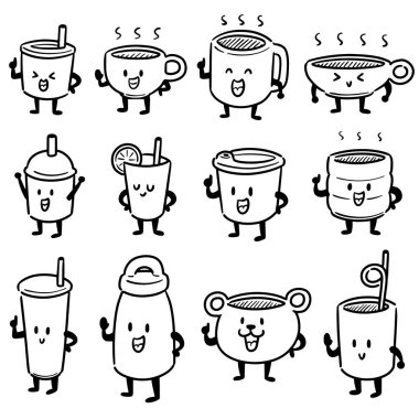 vektör bardak karikatür kümesi
