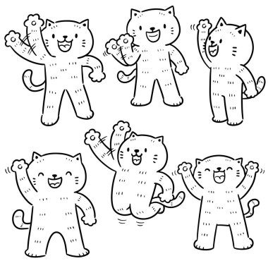 vektör kedi seti güle güle