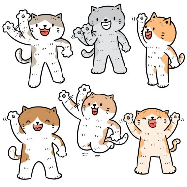 vektör kedi seti güle güle