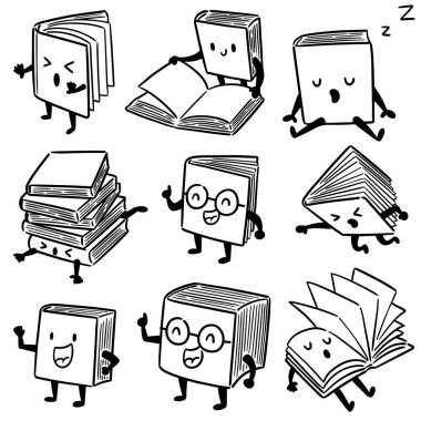 vektör set kitap karikatür