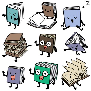 vektör set kitap karikatür