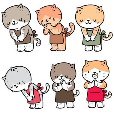 vektör kümesi kedi minnettar duruşu