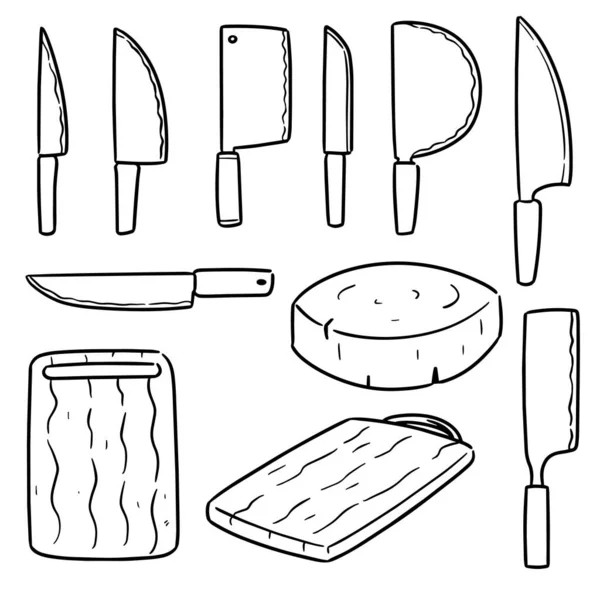 bıçak ve kesim tahtası vektör kümesi