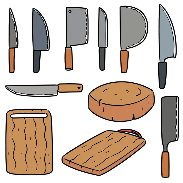 bıçak ve kesim tahtası vektör kümesi