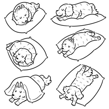 Yastığa uzanmış köpeğin el çizimi