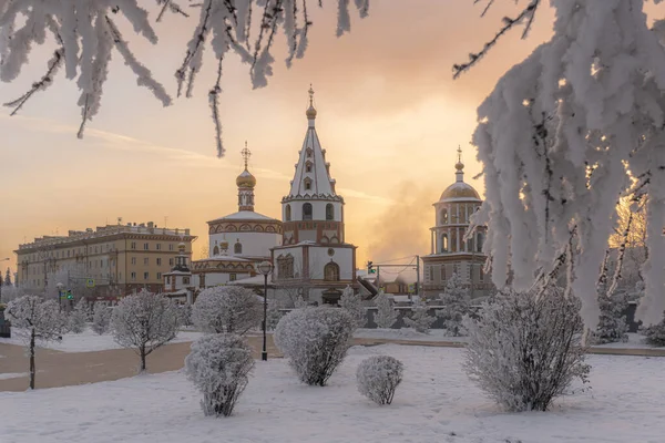 Κρύο Πρωινό Δεκεμβρίου Στο Ιρκούτσκ — Φωτογραφία Αρχείου