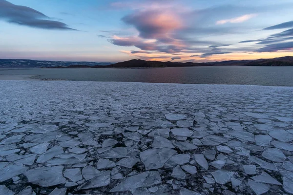 Congelación Lago Baikal Estrecho Maloye Más Vista Isla Olkhon — Foto de Stock