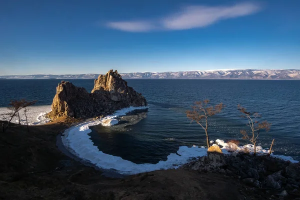 Lago Baikal Ilha Olkhon Vista Cabo Burkhan — Fotografia de Stock