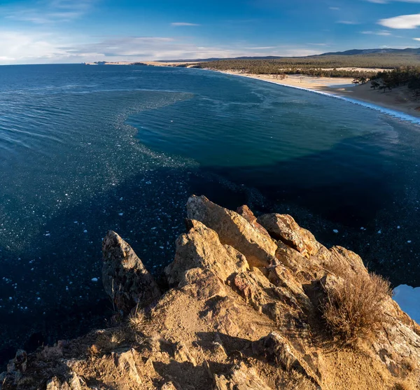 Vue Décembre Baie Saraisky Sur Île Olkhon — Photo