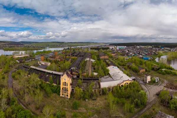 Letecký Pohled Obec Mishelevka Porcelánovou Továrnu Khaitinsky — Stock fotografie