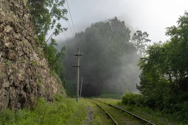 Fog Circum Baikal Railway — Zdjęcie stockowe