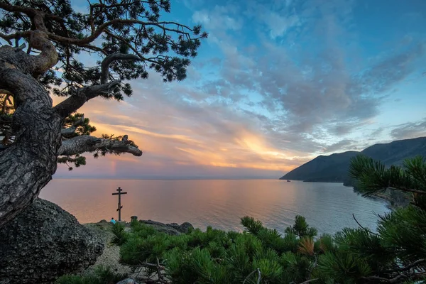 Indah Matahari Terbenam Danau Baikal — Stok Foto