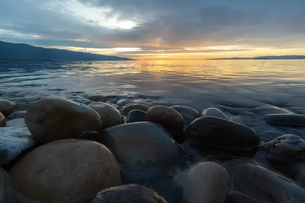 Smooth Pebbles Shore Lake Baikal — Stok Foto