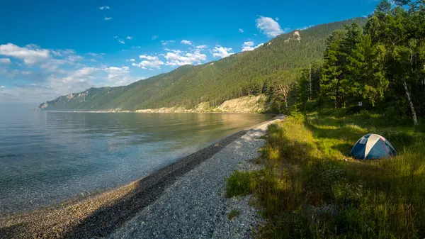 Tente Touristique Sur Rive Lac Baïkal — Photo