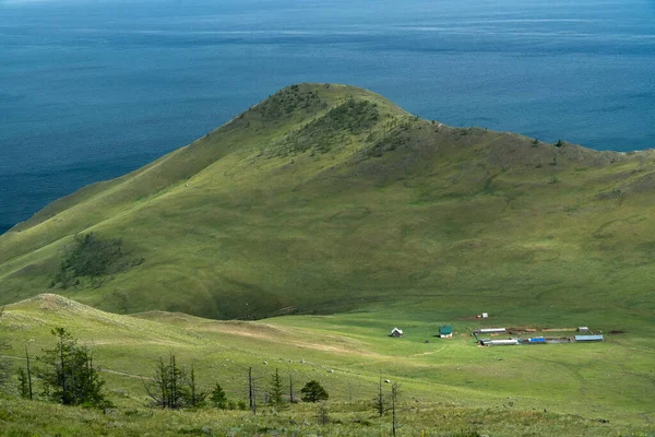 Campesinos Valle Tazheranskaya Orillas Del Lago Baikal Imagen de stock