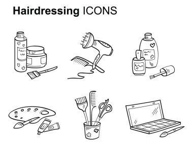 Kuaförlük vektör simgeleri el-Çiz.