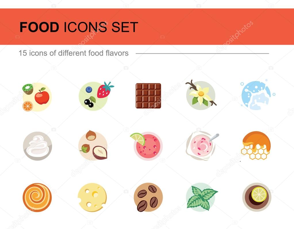 Set of icons with food flavors
