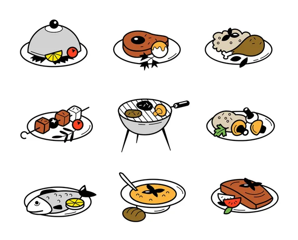 Ana yemekler yiyecek simgeleri.