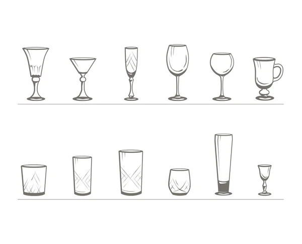 Gözlük farklı içecekler içme vector Icons set. 