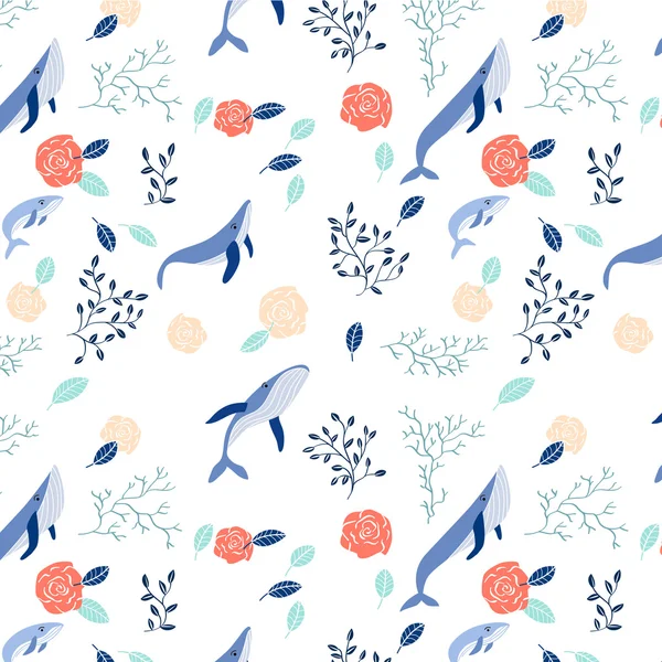 Çiçekler ve pastel renkler deniz öğeleri.