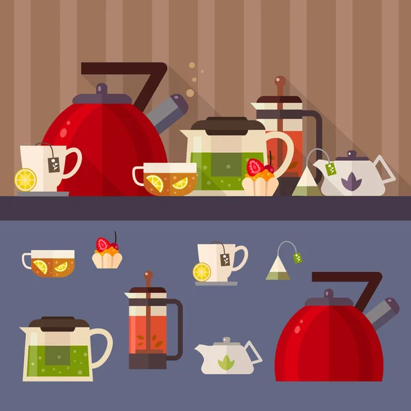 Set od diffferent çaydanlıklar — Stok Vektör