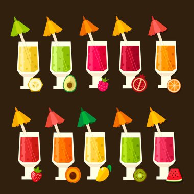 Farklı smoothie koleksiyonu