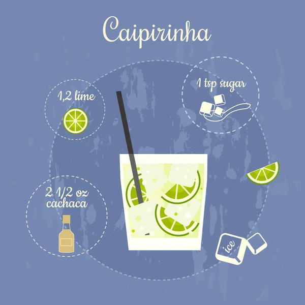 Alkoholischer Cocktail Caipirinha — Stockvektor