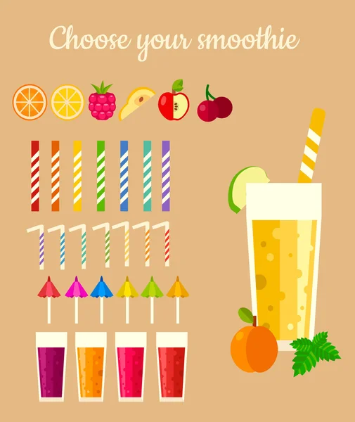 Different smoothie collection — Stock Vector