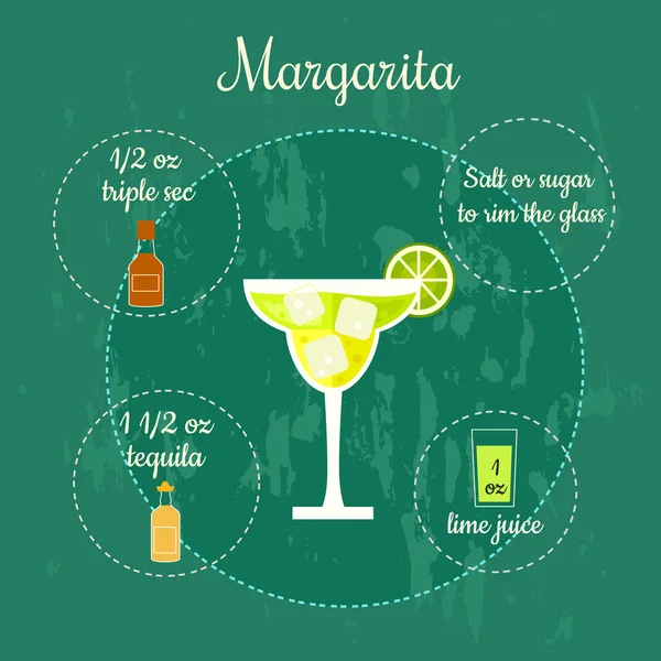 Cocktail alcoolisé Margarita — Image vectorielle