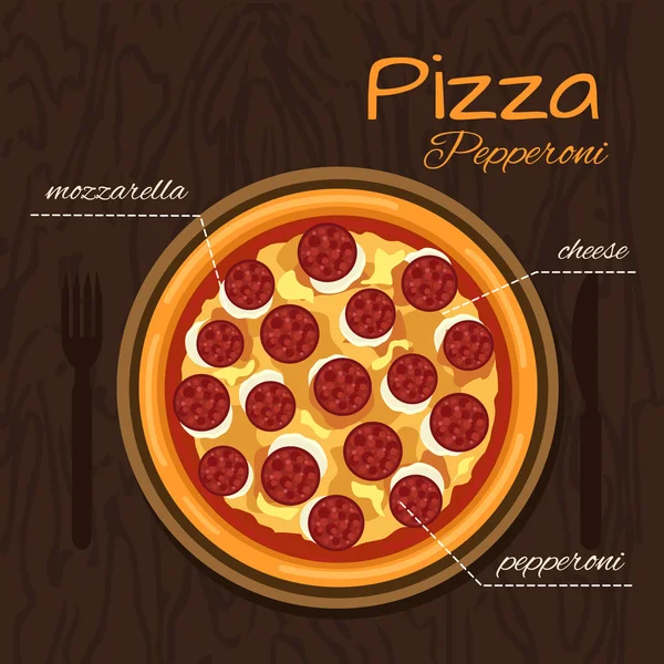 Pizza redonda caliente — Archivo Imágenes Vectoriales