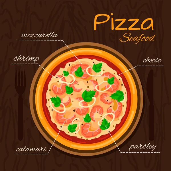 Pizza redonda quente —  Vetores de Stock