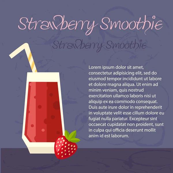 Coquetel de smoothie de morango —  Vetores de Stock