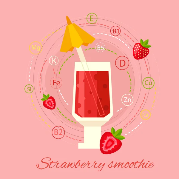 Frischer Erdbeer-Smoothie — Stockvektor